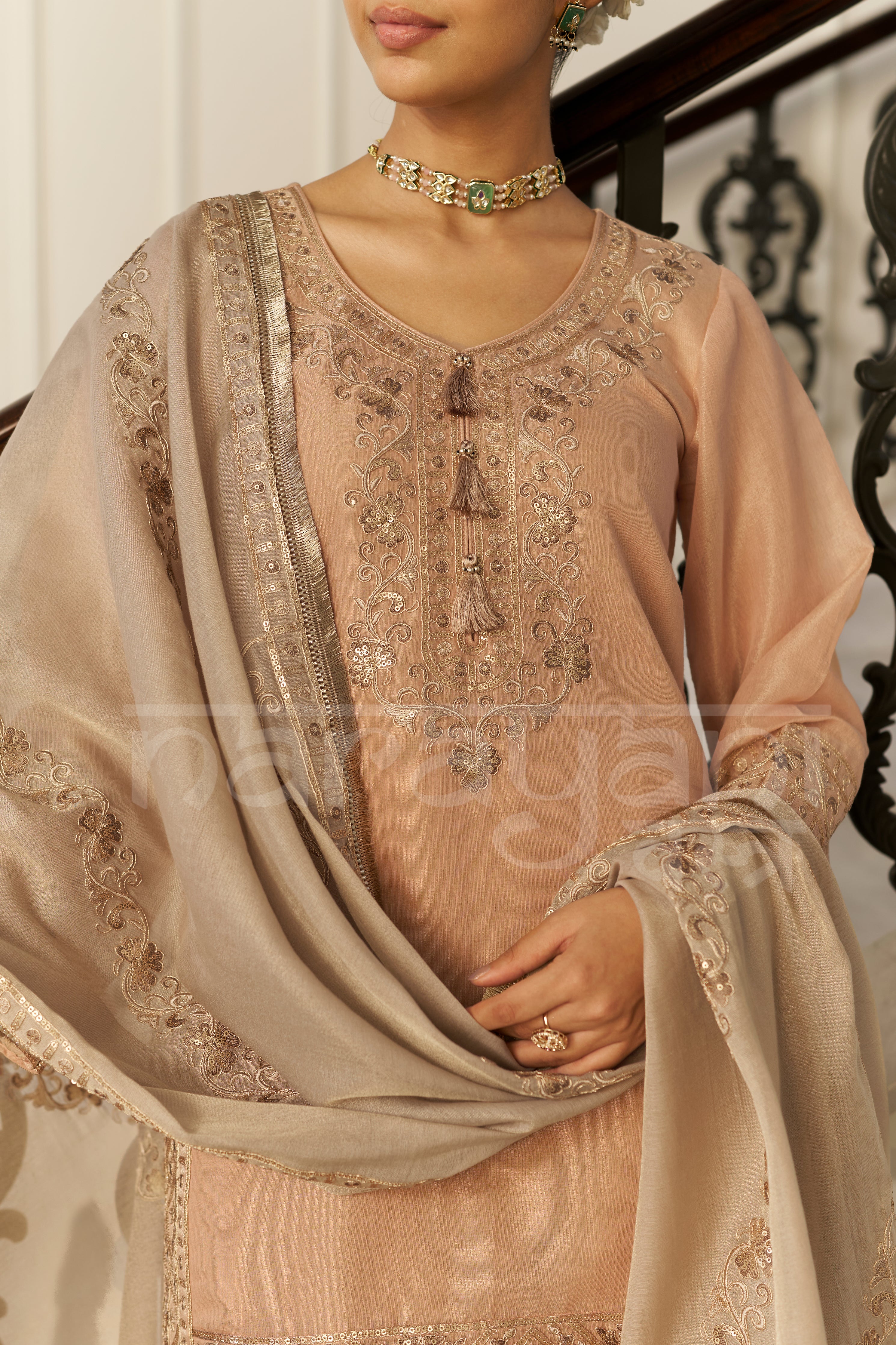 CHAMKILI - Antique Orange Farshi Salwar Suit Set