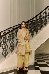 SAJNI - Champagne Yellow Choga with Frashi Salwar Set