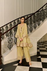 SAJNI - Champagne Yellow Choga with Frashi Salwar Set