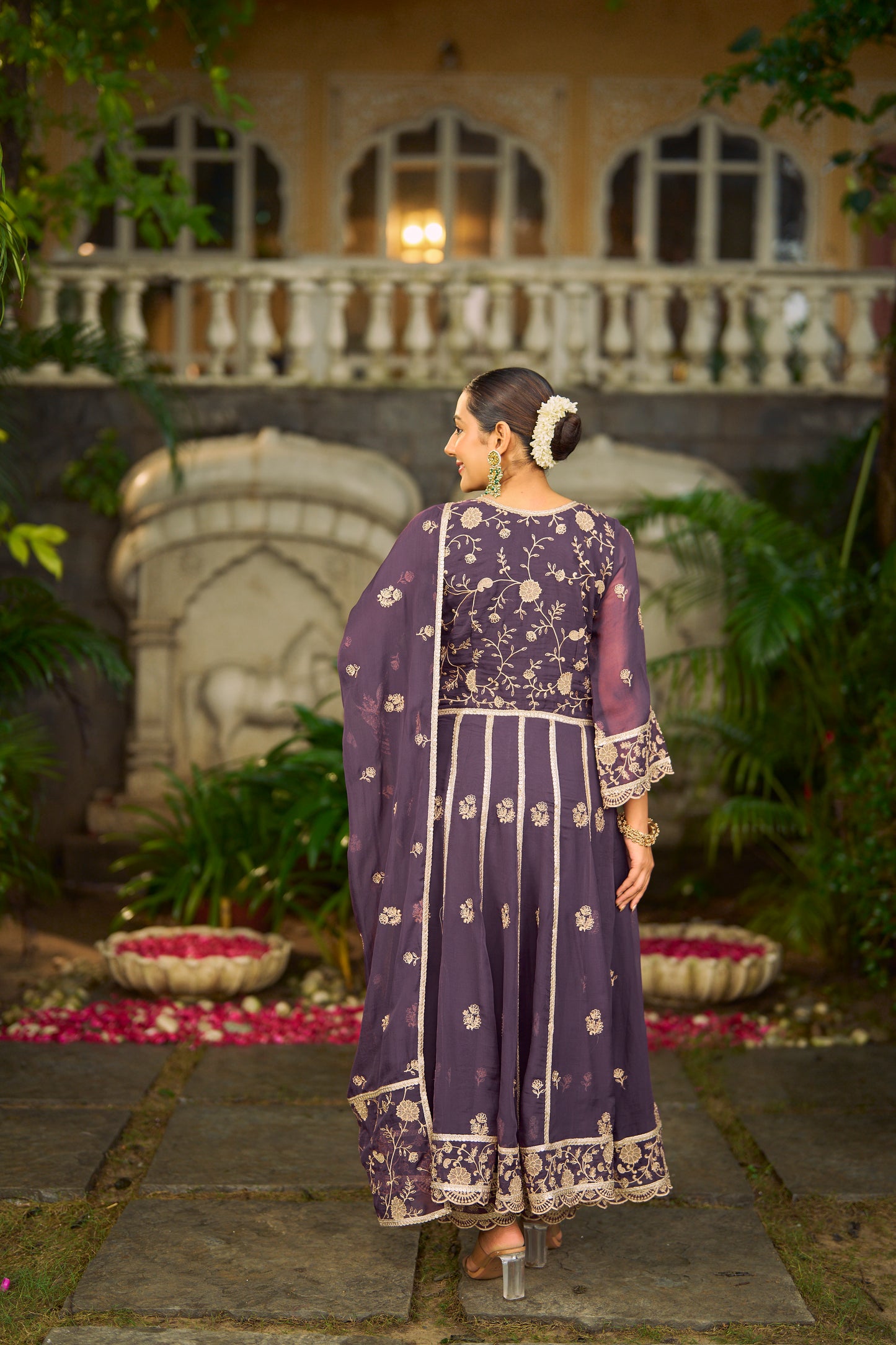 RIDDHI - Purple Organza Anarkali Set