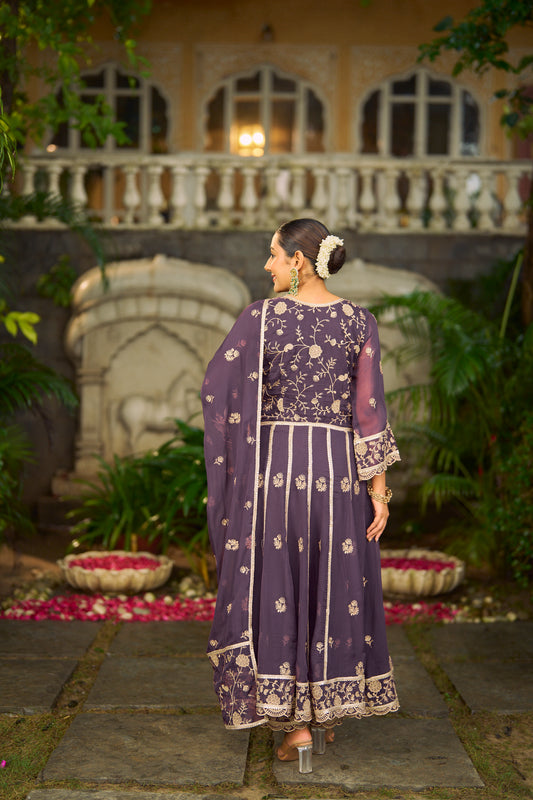RIDDHI - Purple Organza Anarkali Set