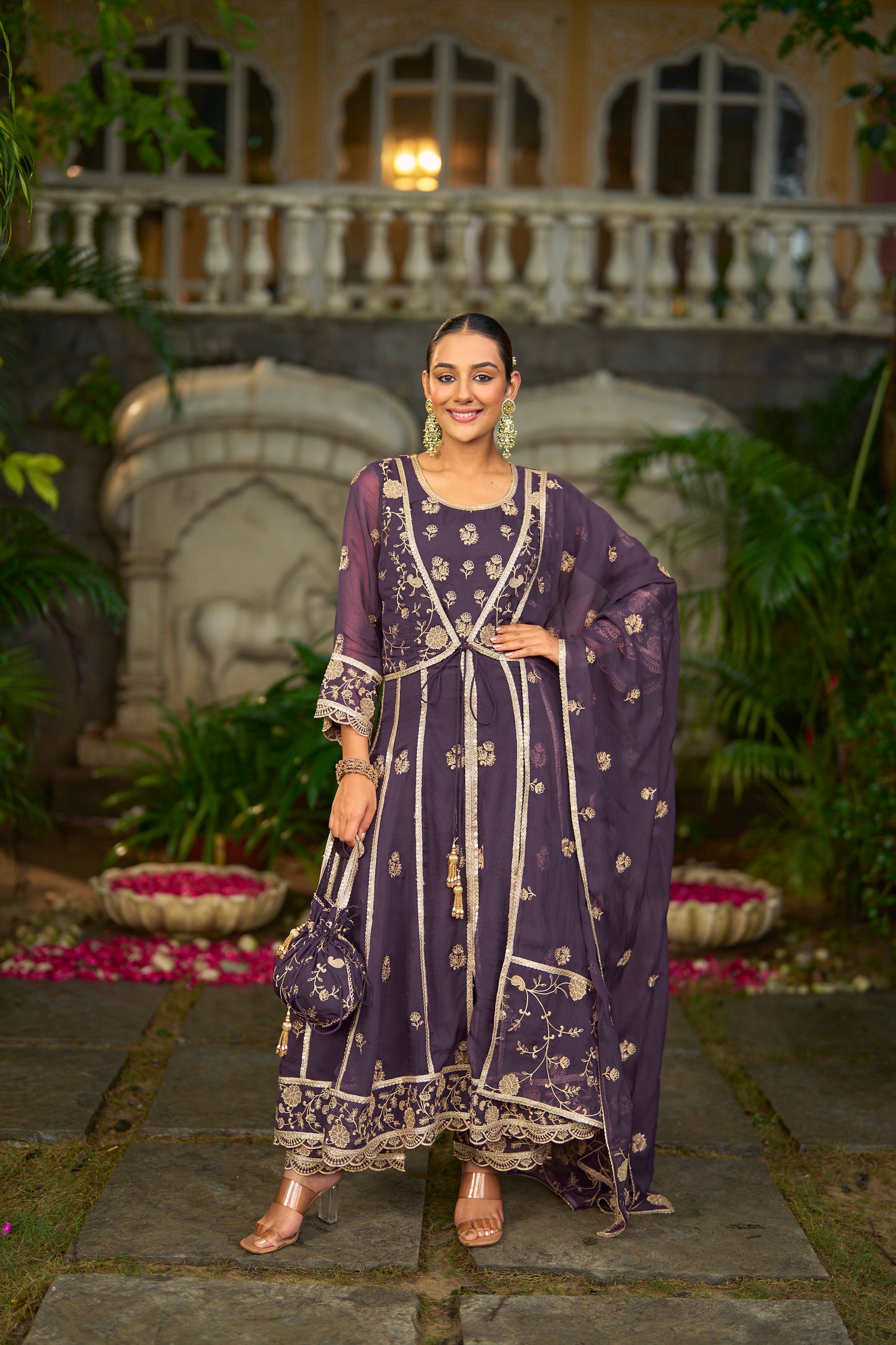 RIDDHI - Purple Organza Anarkali Set
