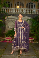 RIDDHI - Purple Organza Anarkali Set