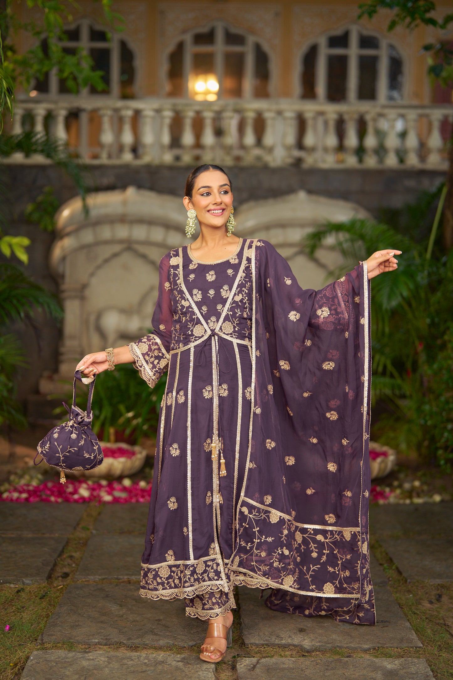 RIDDHI - Purple Organza Anarkali Set