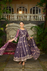RIDDHI - Purple Organza Anarkali Set