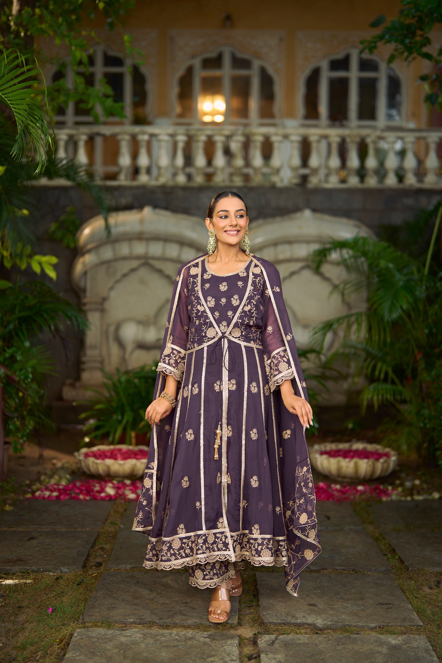 RIDDHI - Purple Organza Anarkali Set