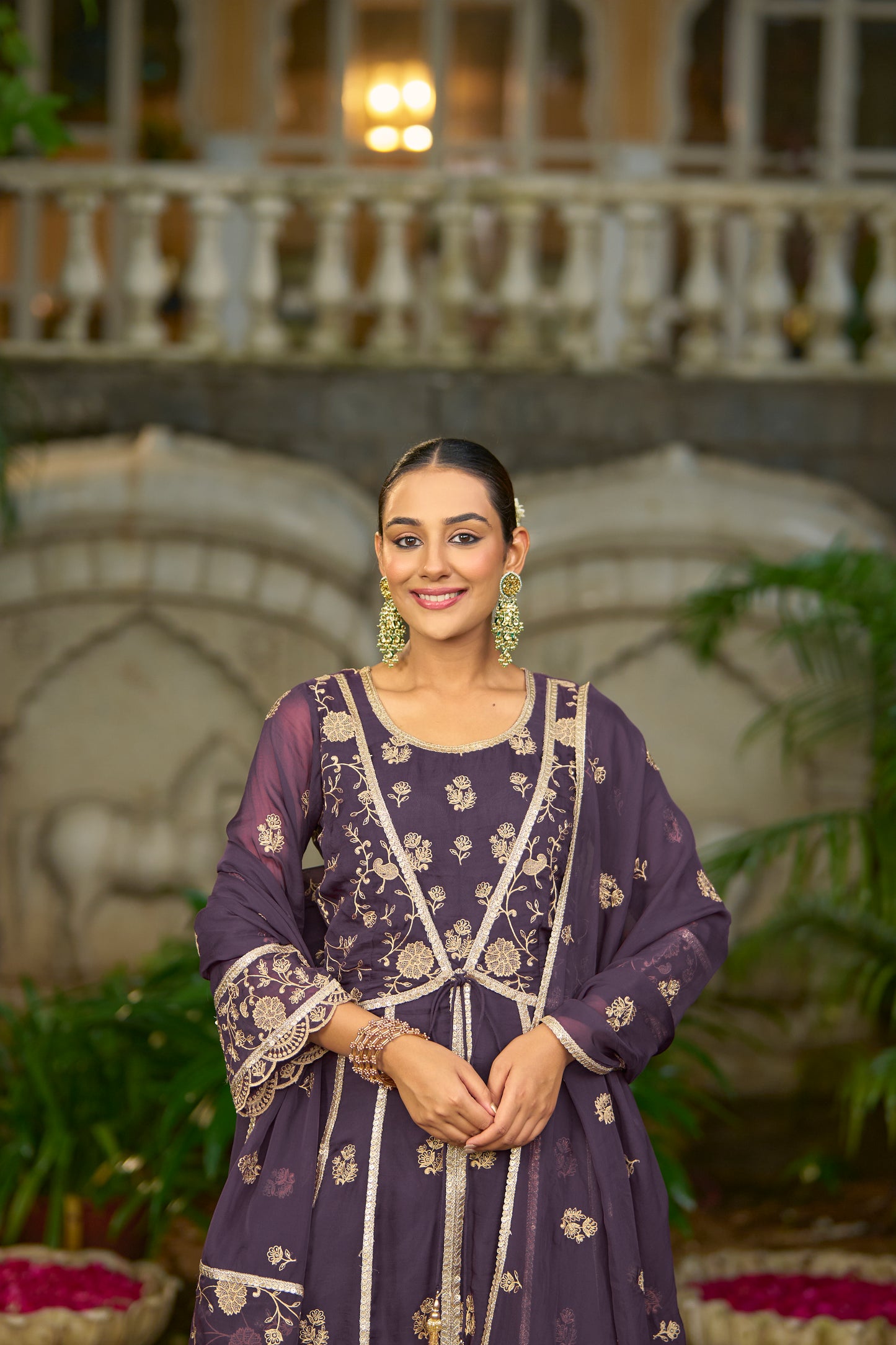 RIDDHI - Purple Organza Anarkali Set