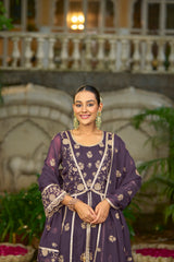 RIDDHI - Purple Organza Anarkali Set
