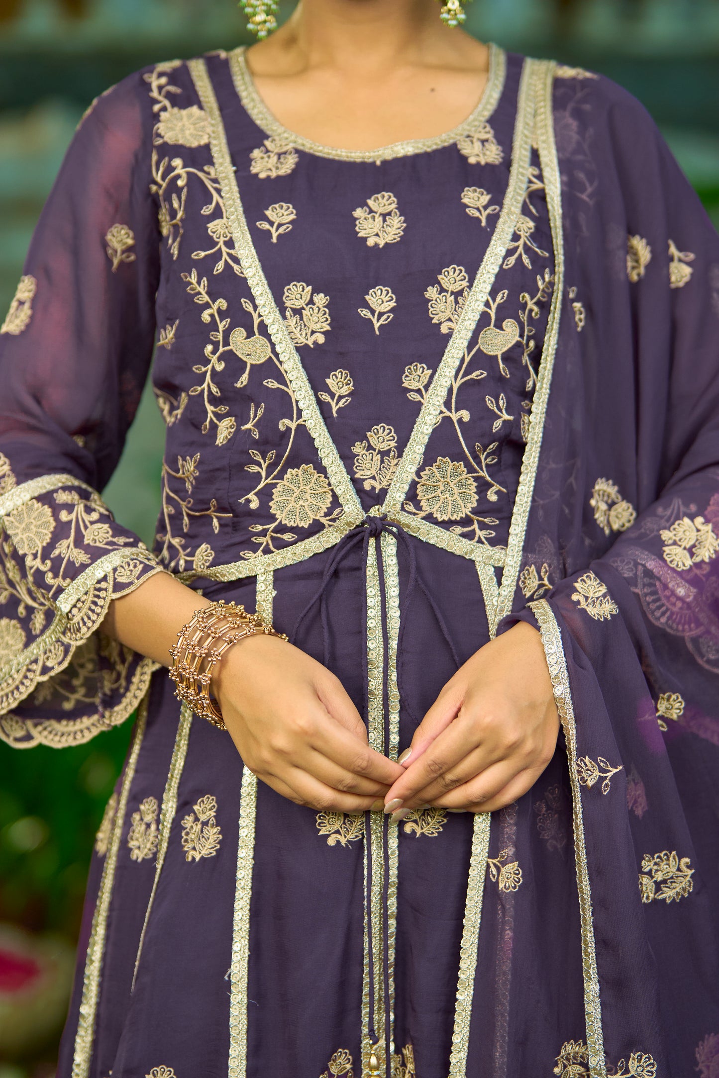 RIDDHI - Purple Organza Anarkali Set