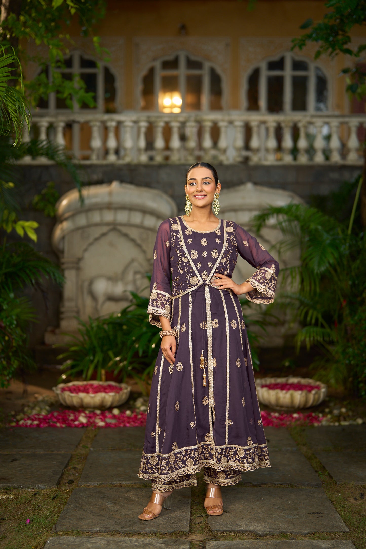 RIDDHI - Purple Organza Anarkali Set