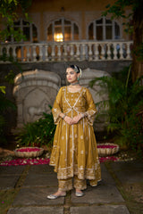TIYA - Yellow Organza Anarkali Set
