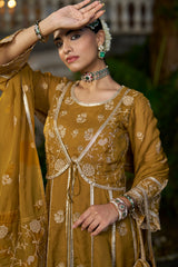 TIYA - Yellow Organza Anarkali Set