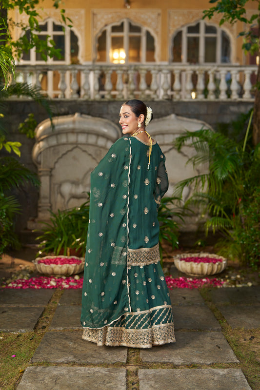 VANI - Green Organza Sharara Set