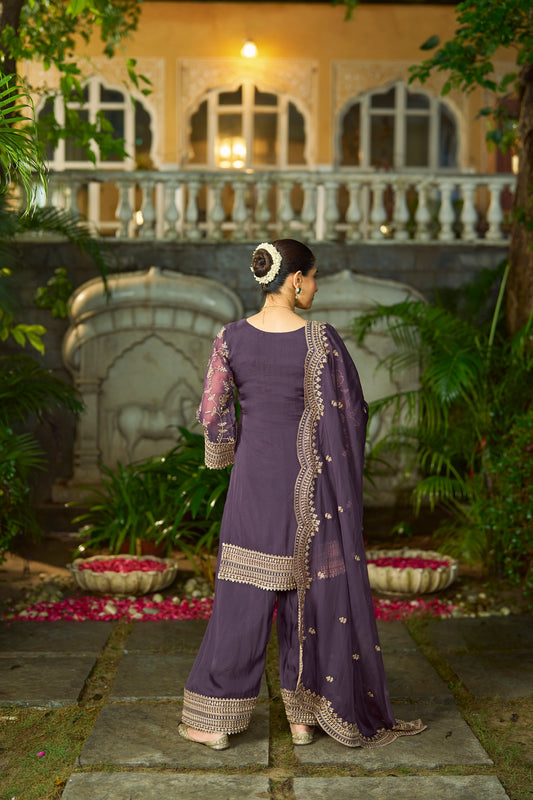 NAYAB - Purple Organza Farsi Salwar Set