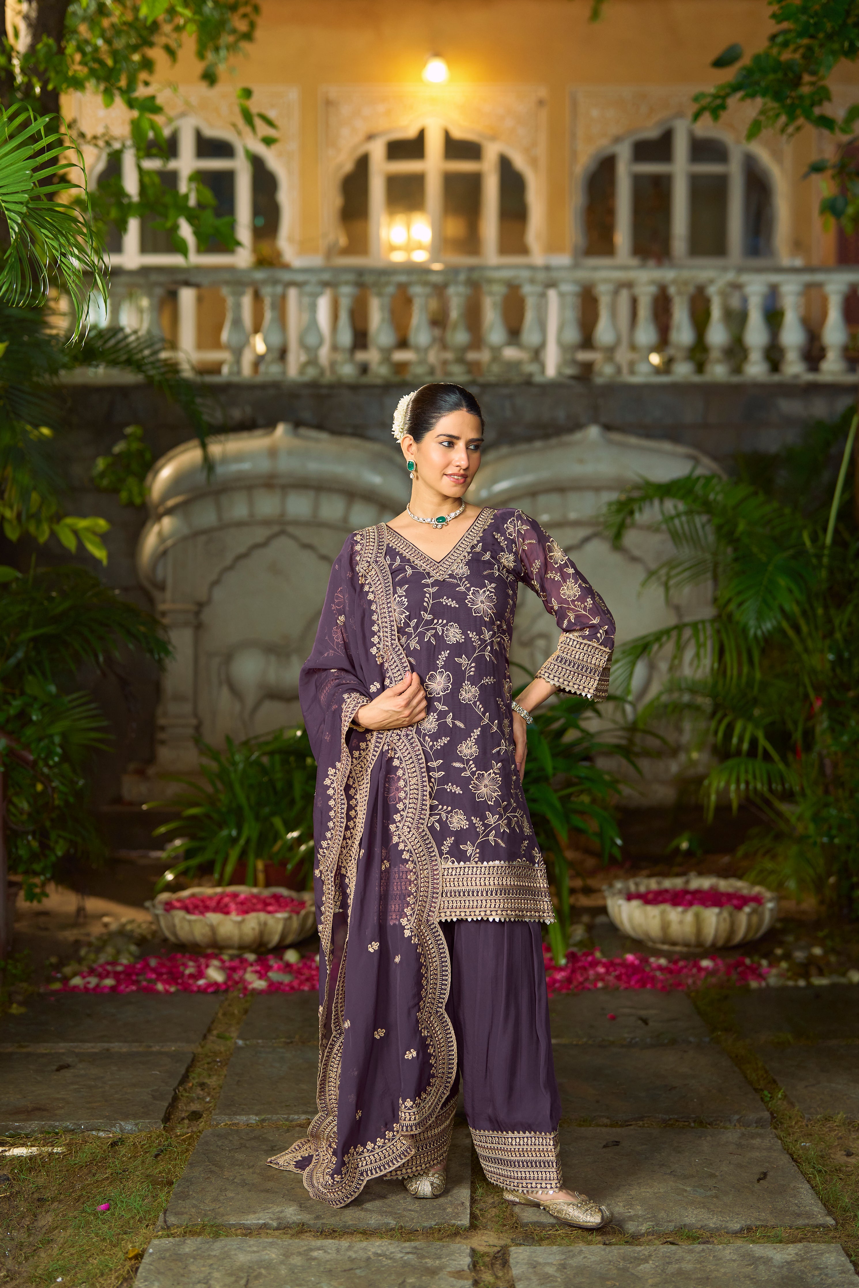NAYAB - Purple Organza Farsi Salwar Set