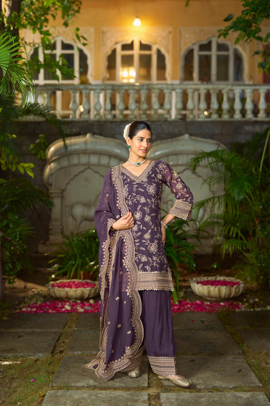 NAYAB - Purple Organza Farsi Salwar Set
