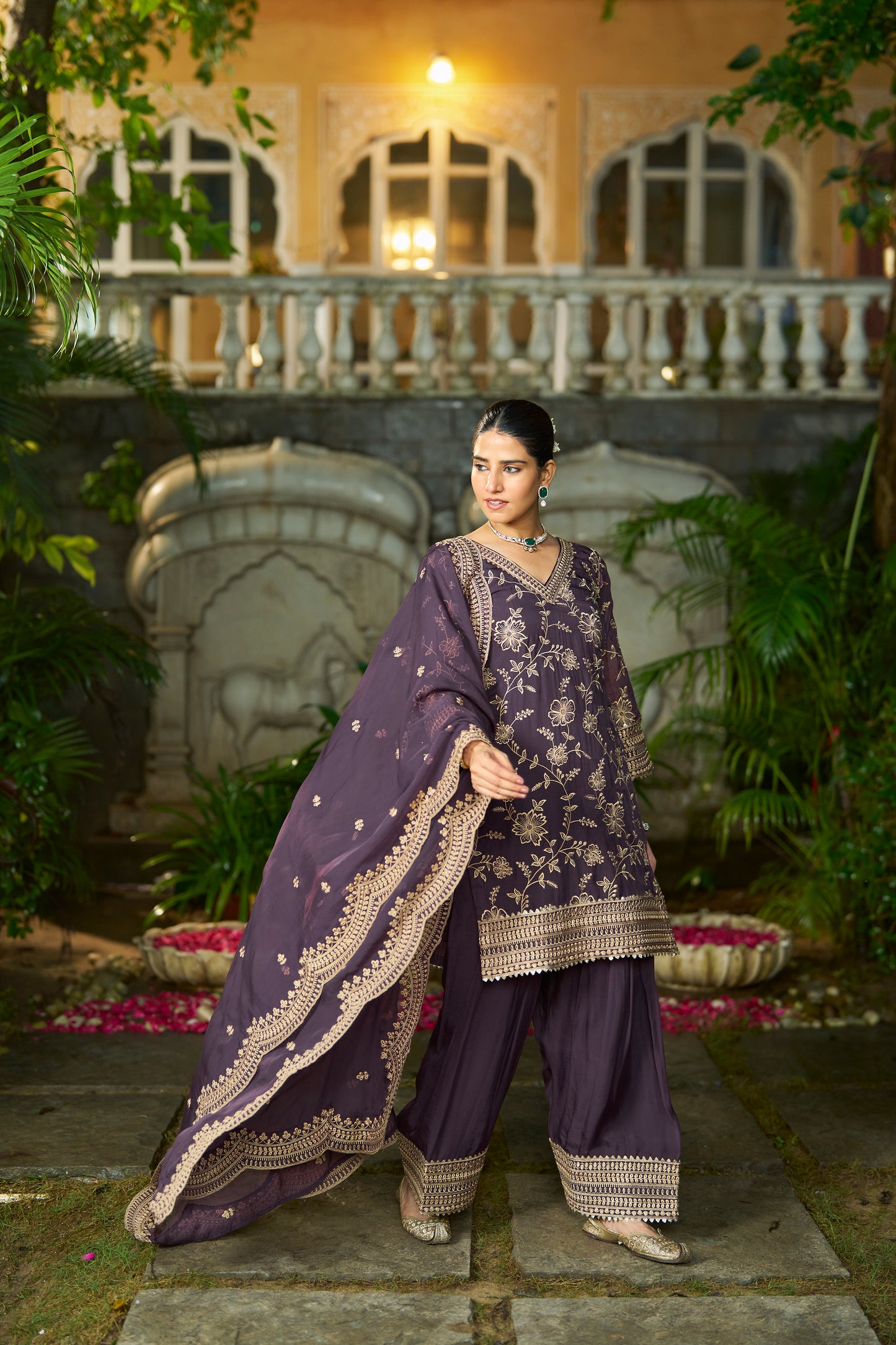 NAYAB - Purple Organza Farsi Salwar Set