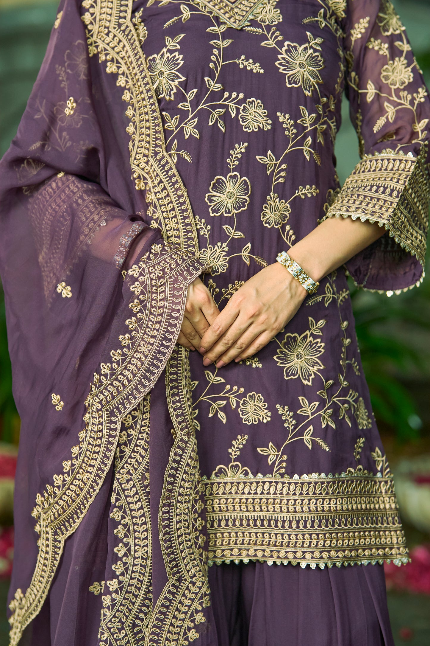 NAYAB - Purple Organza Farsi Salwar Set