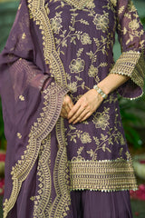 NAYAB - Purple Organza Farsi Salwar Set