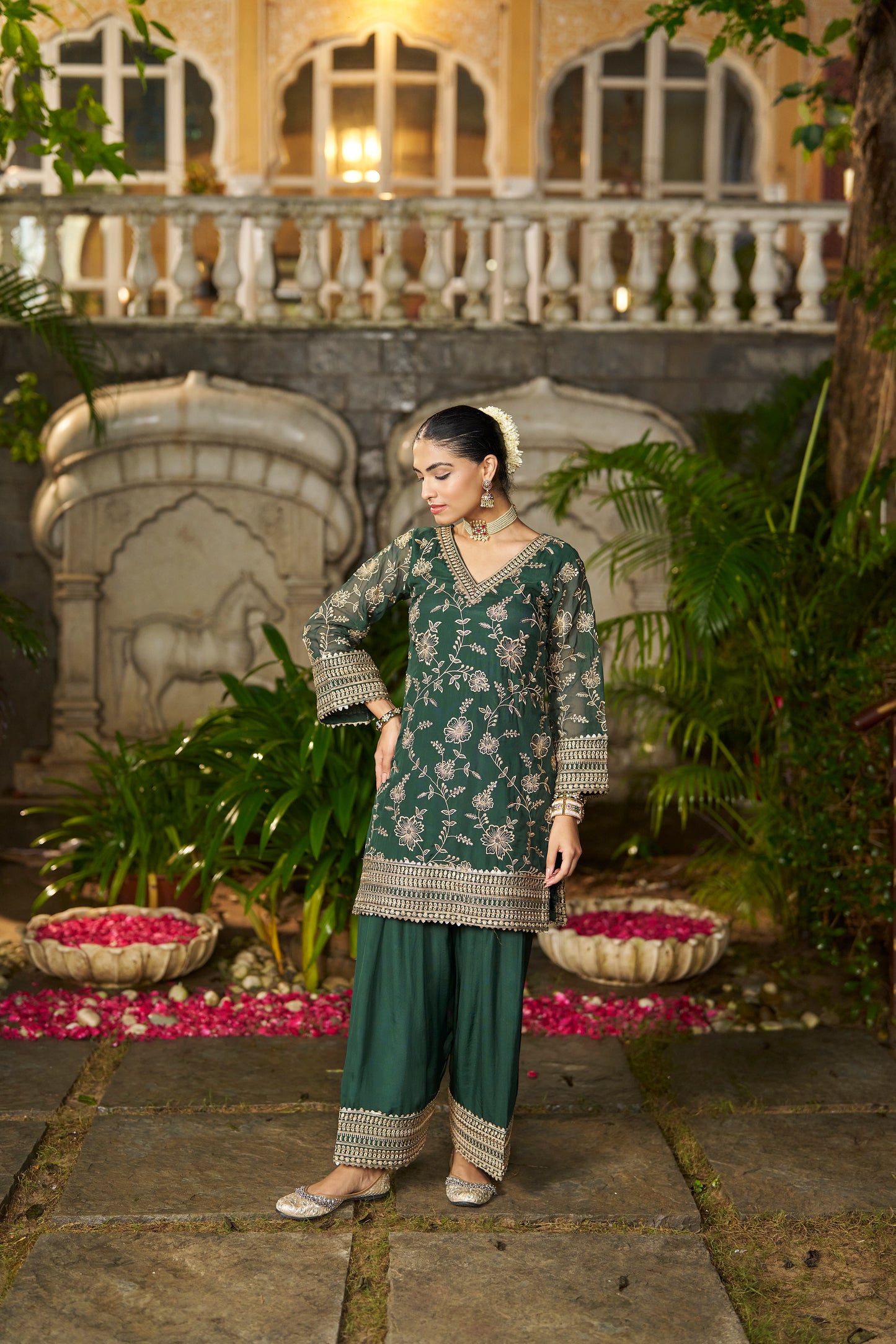 NAINA - Green Organza Farsi Salwar Set