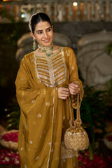 Simer Arora (@simeraroraa) in CHARVI - Yellow Organza Sharara Set