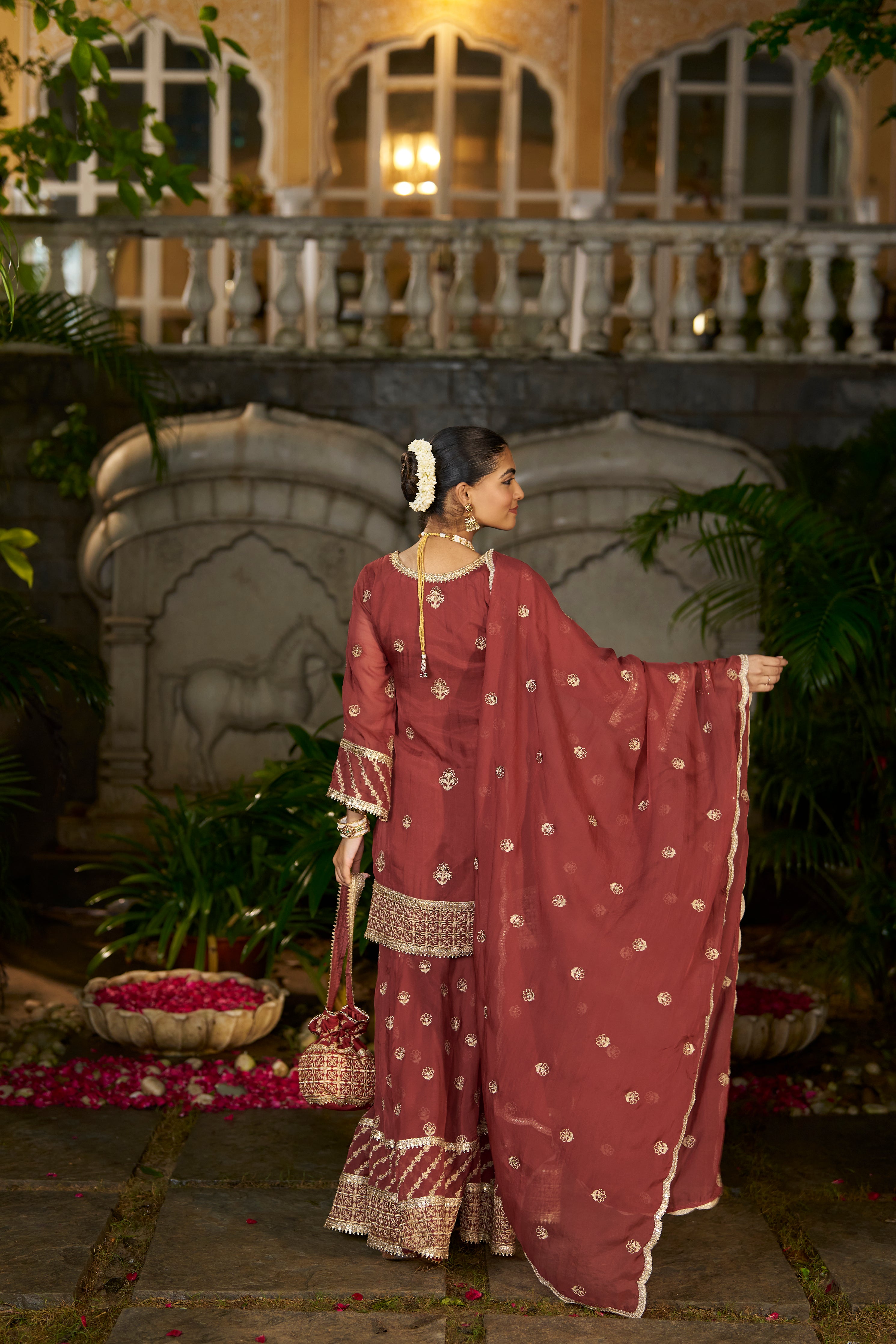 SIYAH - Rust Organza Sharara Set