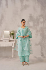 AYRA - Sea Green Chanderi Suit Set