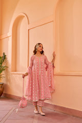 Kriti Vij in Sitara - Pink Organza Anarkali Set.