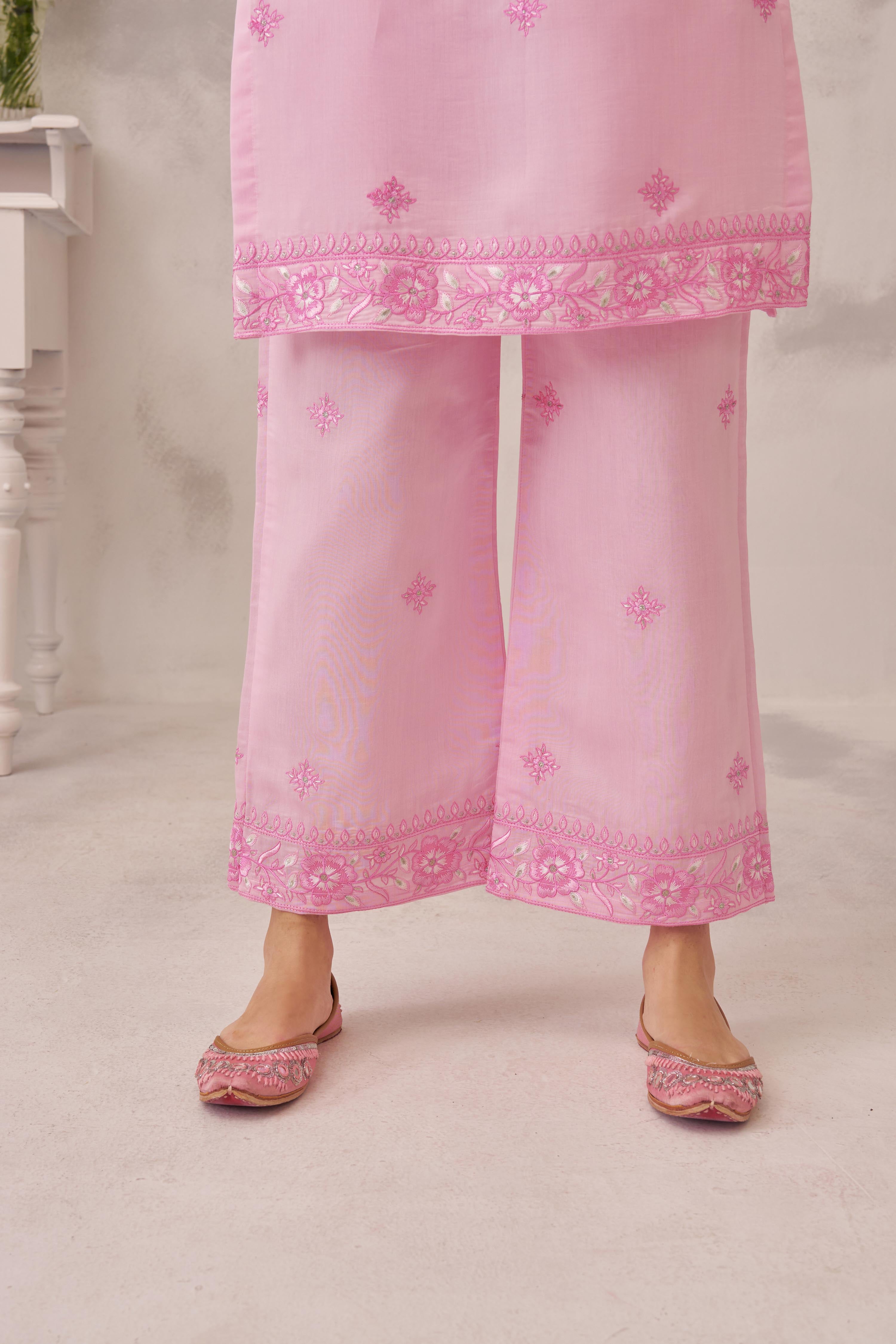 Nia Sharma in GULBANO - Pink Chanderi Suit Set