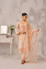 MAYA - Peach Chanderi Suit Set