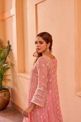 Kriti Vij in Sitara - Pink Organza Anarkali Set.
