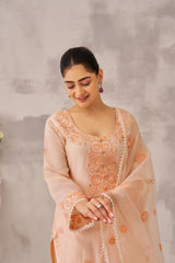 MAYA - Peach Chanderi Suit Set