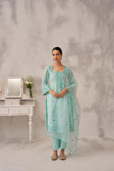 ROSHINI - Sea Green Chanderi Suit Set