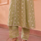 Chamak - Green Organza Anarkali Set.