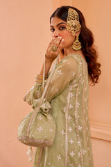 Chamak - Green Organza Potli Bag