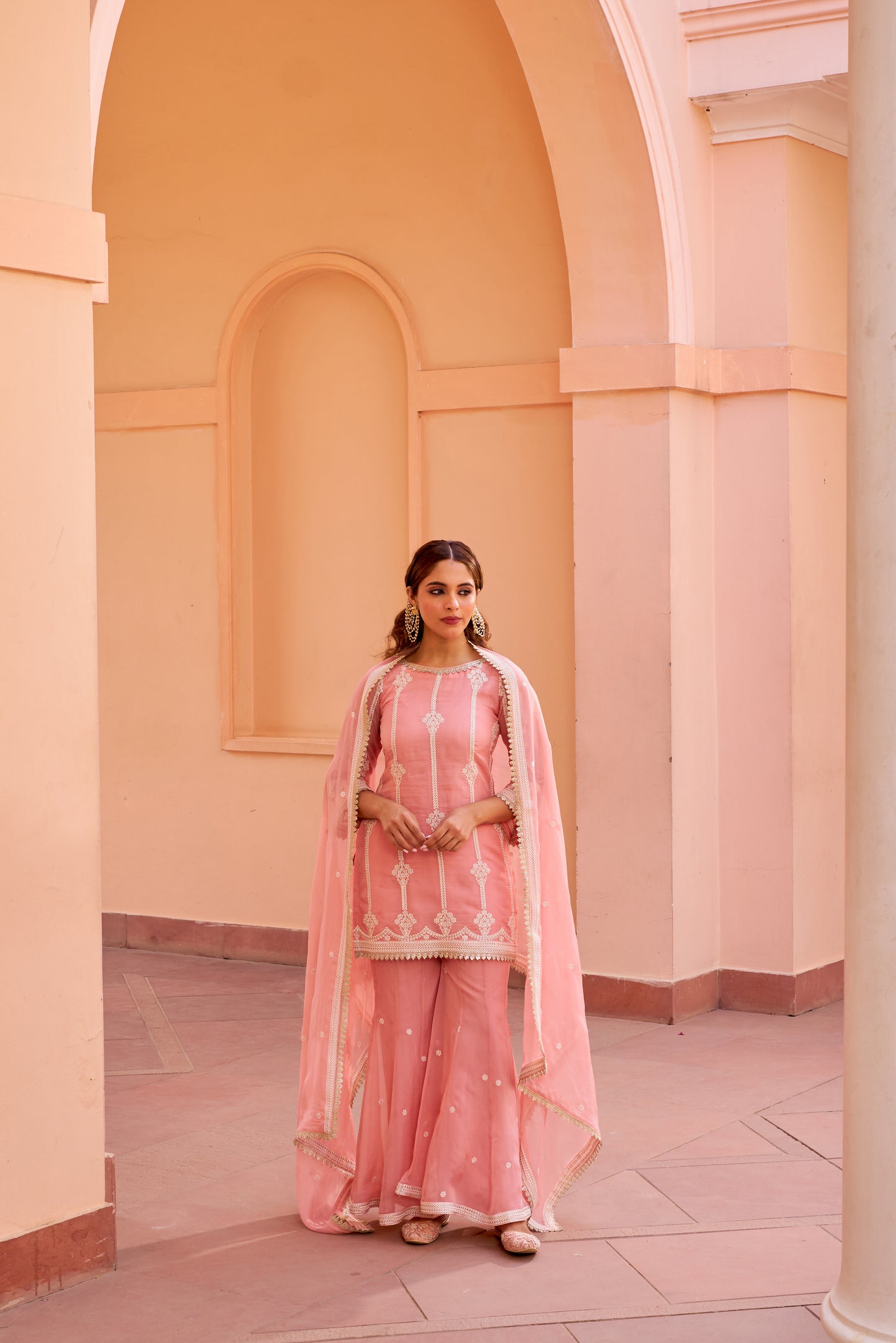 Ghazal - Pink Organza Sharara Set.