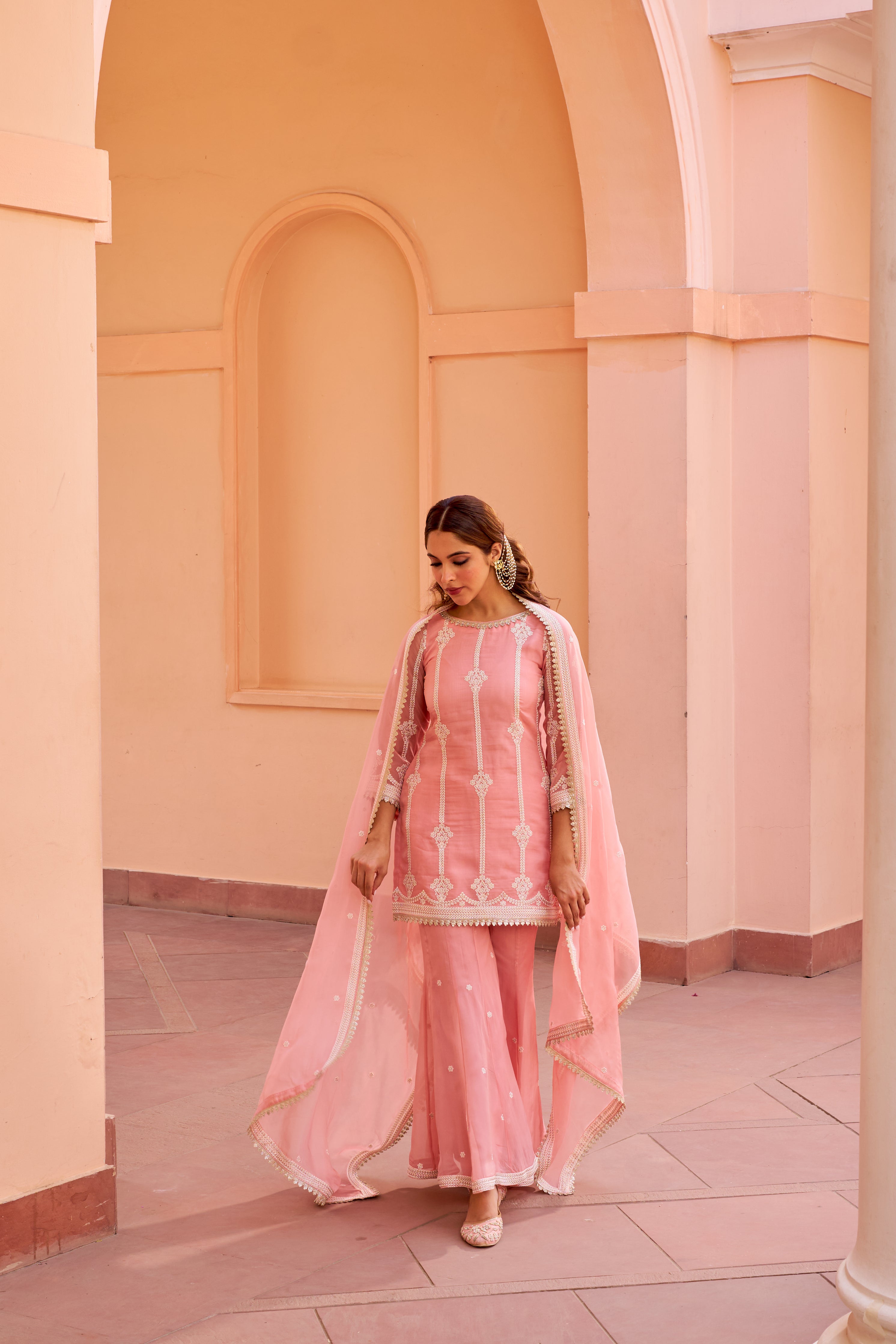Nikita Chawla in Nagma - Pink Organza Sharara Set.