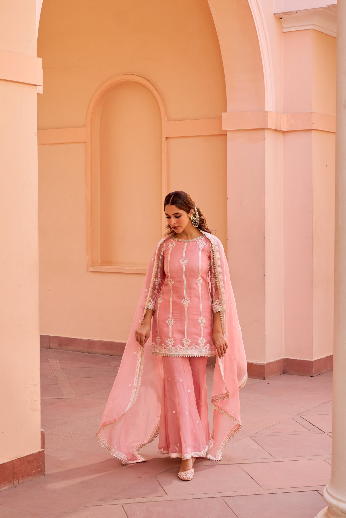 Ghazal - Pink Organza Sharara Set.