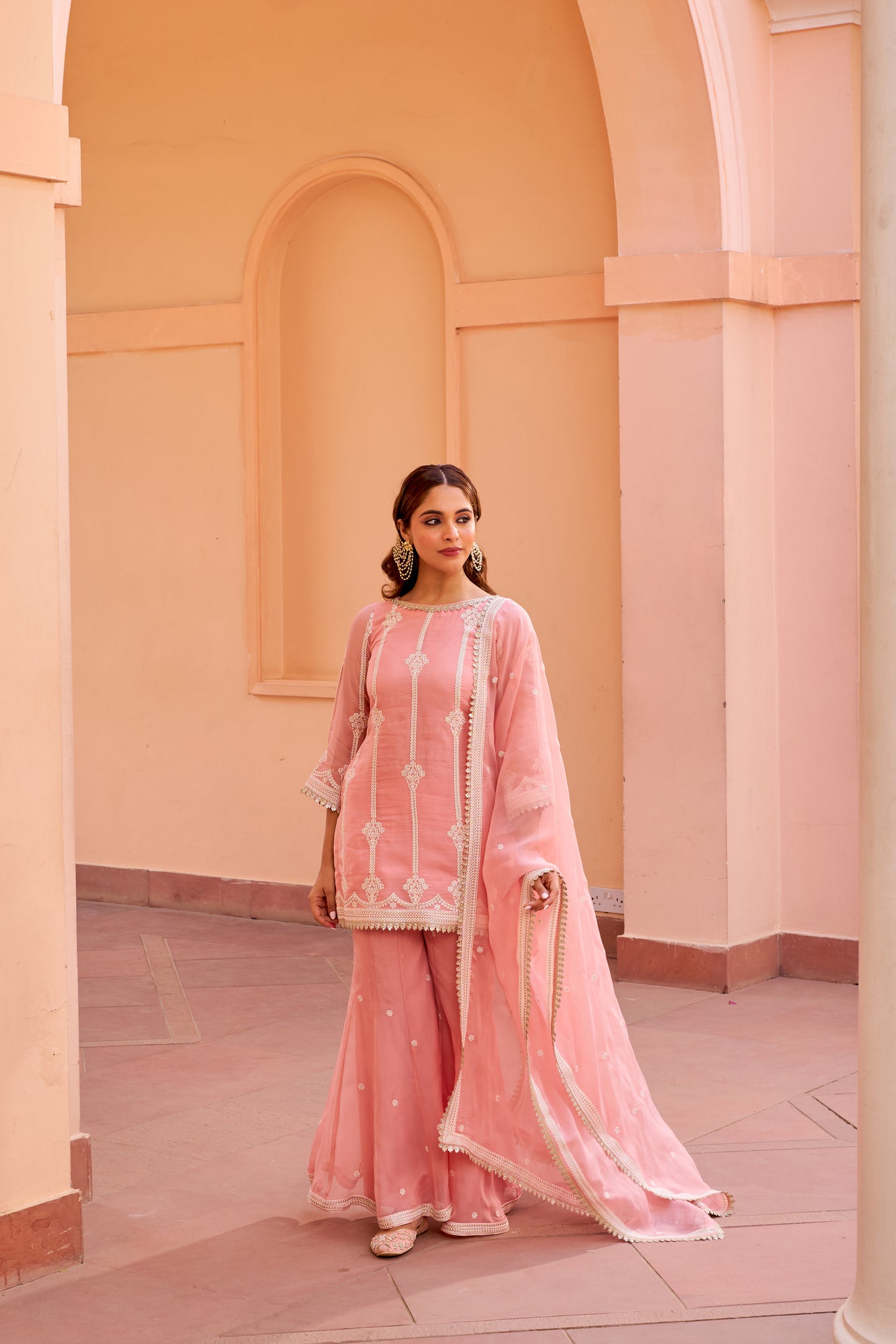 Ghazal - Pink Organza Sharara Set.