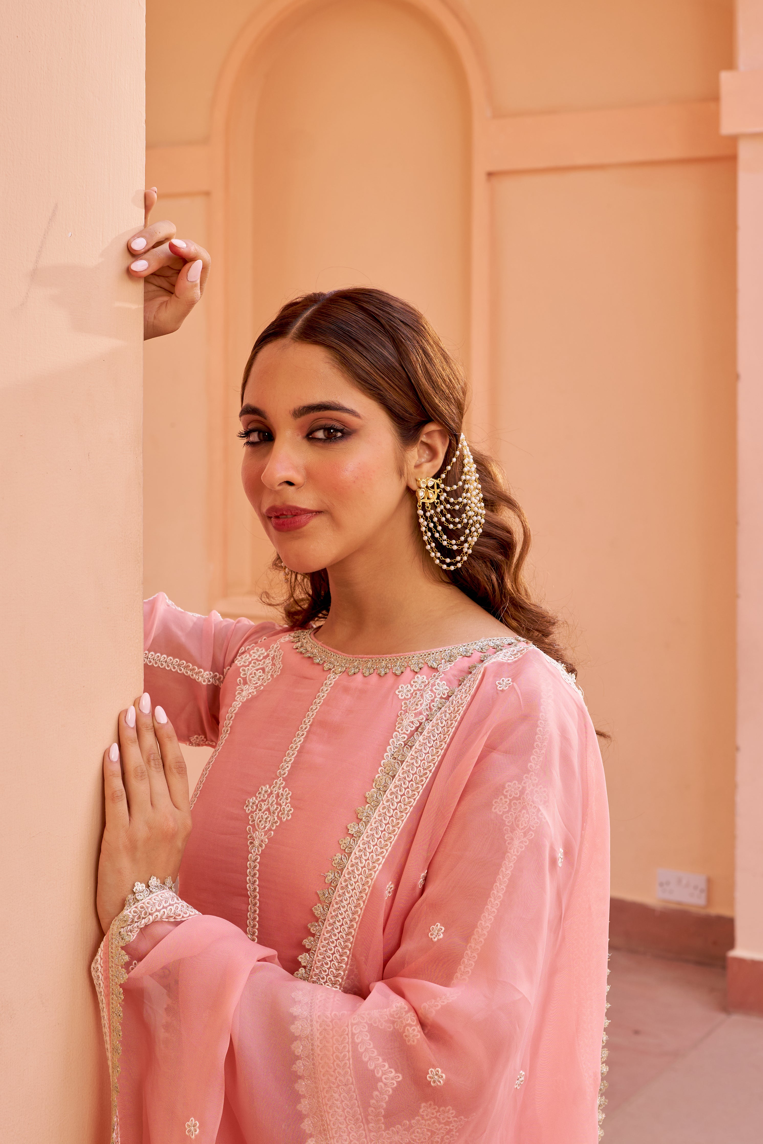 Nikita Chawla in Nagma - Pink Organza Sharara Set.
