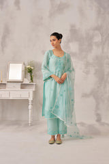 MAHIRA - Sea Green Chanderi Suit Set