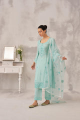 MAHIRA - Sea Green Chanderi Suit Set