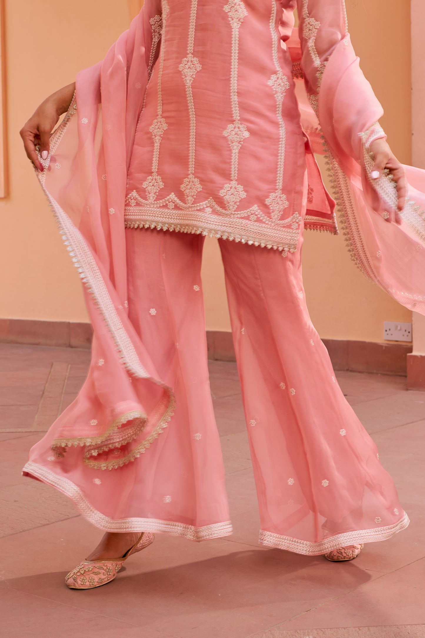 Ghazal - Pink Organza Sharara Set.