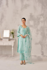 MAHIRA - Sea Green Chanderi Suit Set