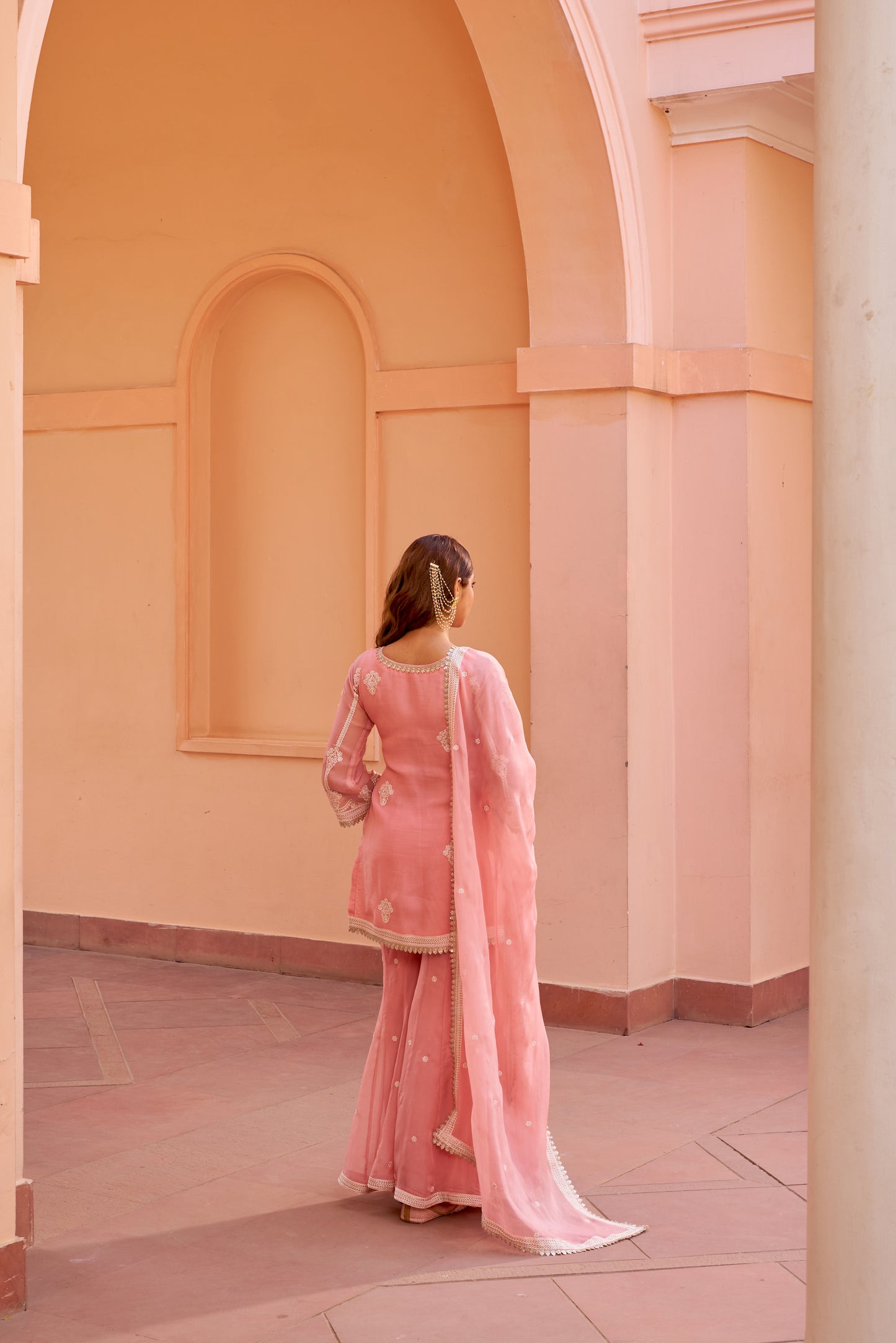 Ghazal - Pink Organza Sharara Set.