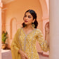 Sajni - Yellow A-line Straight Suit Set.