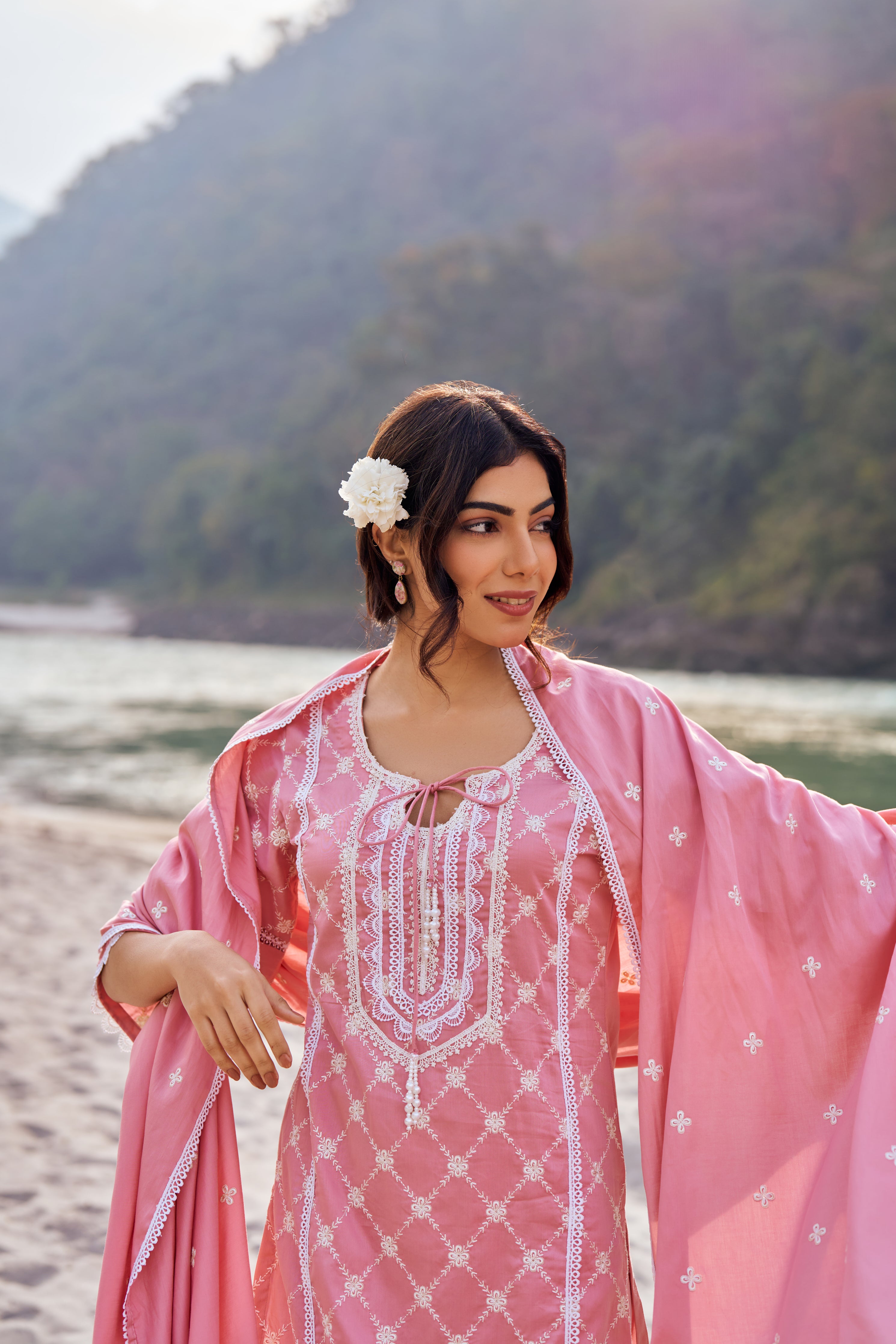 Amita Singh in AMBER - Pink Cotton Suit Set
