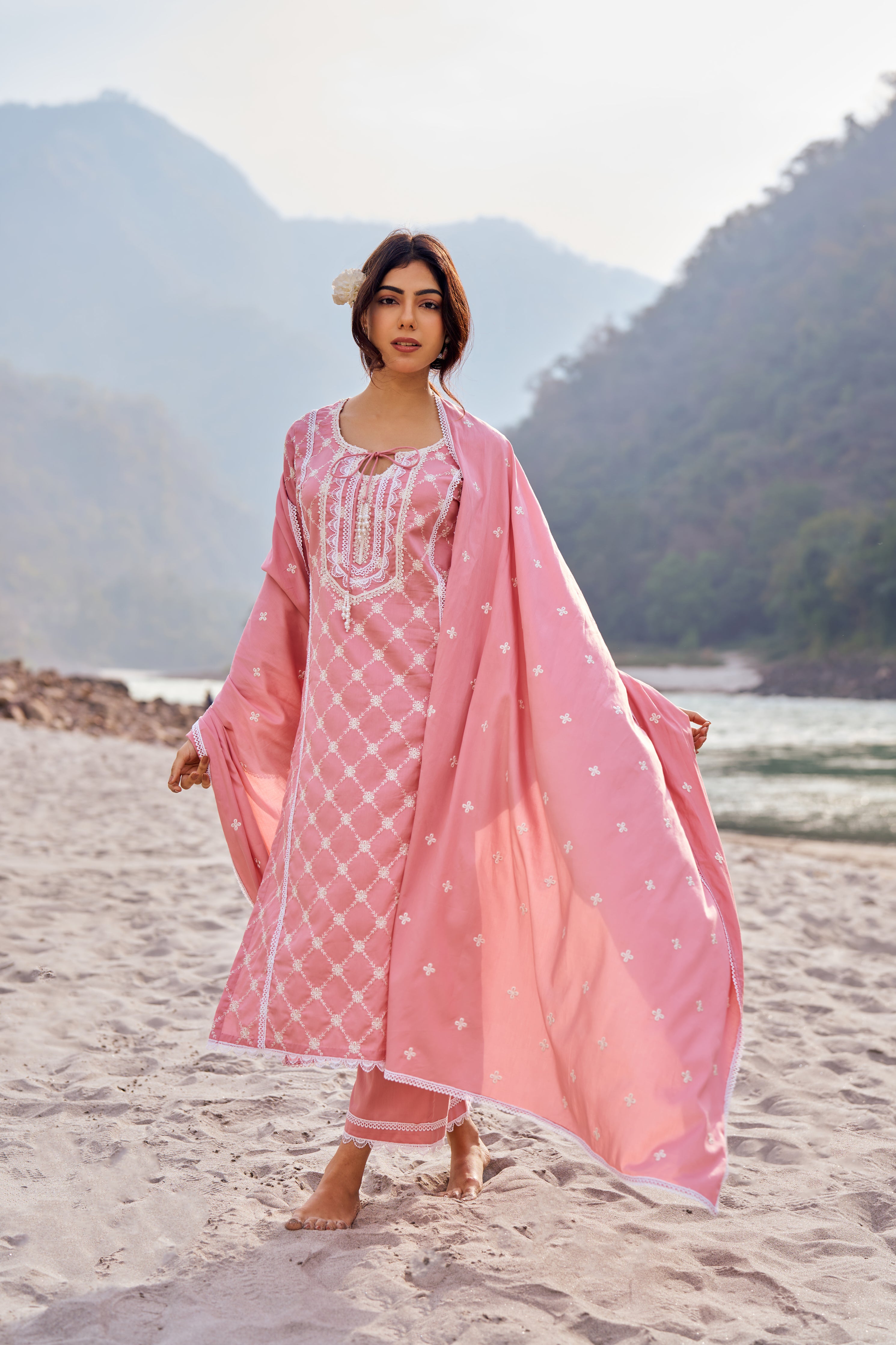 Amita Singh in AMBER - Pink Cotton Suit Set