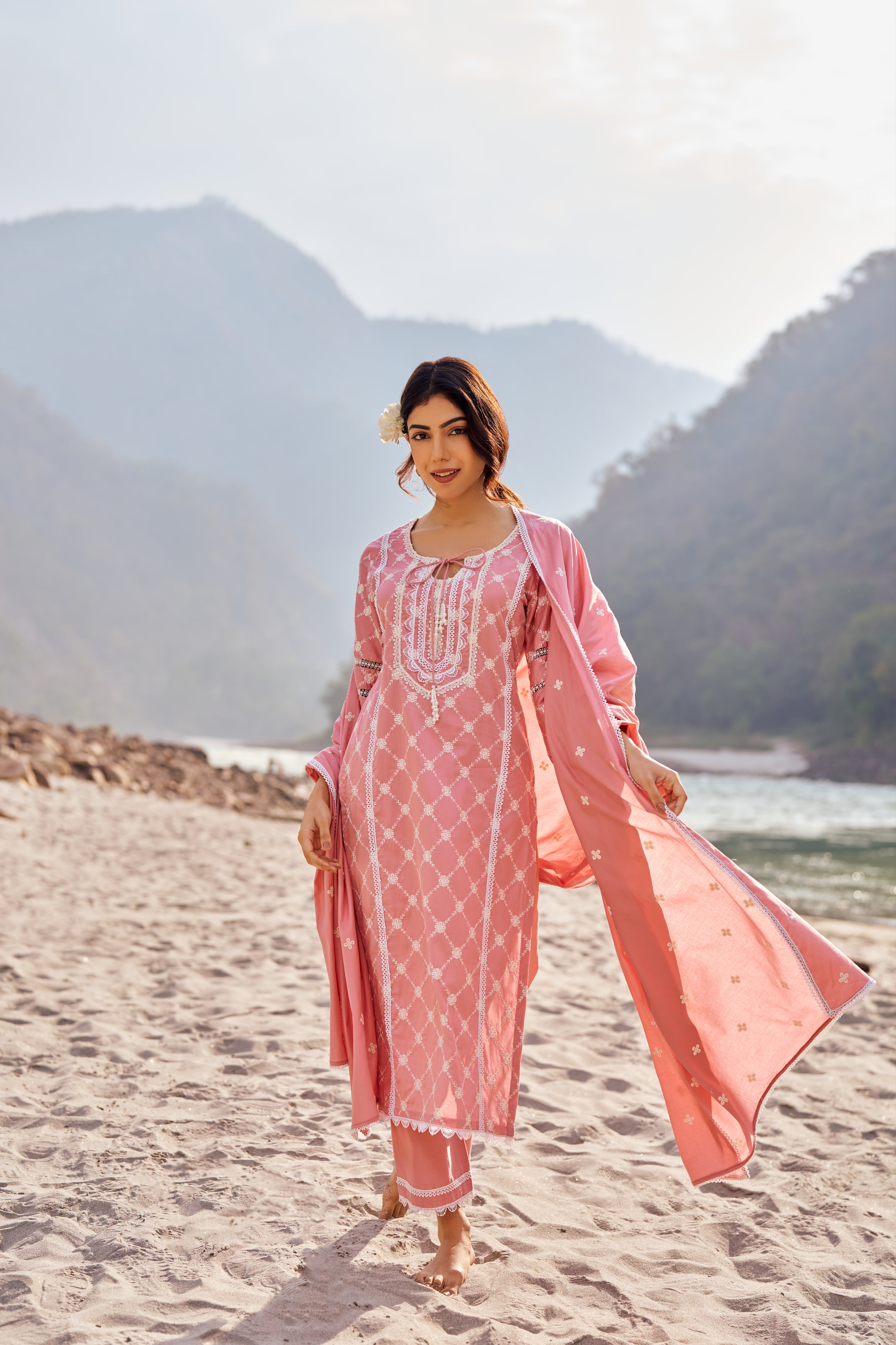 Amita Singh in AMBER - Pink Cotton Suit Set