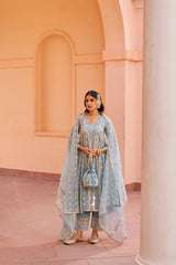 Ishleen kaur In Jashan - Blue Organza Anarkali Set.